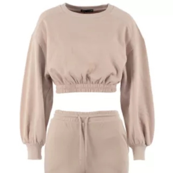 ZARA NUDE CROPPED SWEATSUIT - Picture 2 of 3